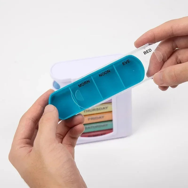 Portable 7 Days Medicine Medical Pill Box 28 Grids Weekly Case