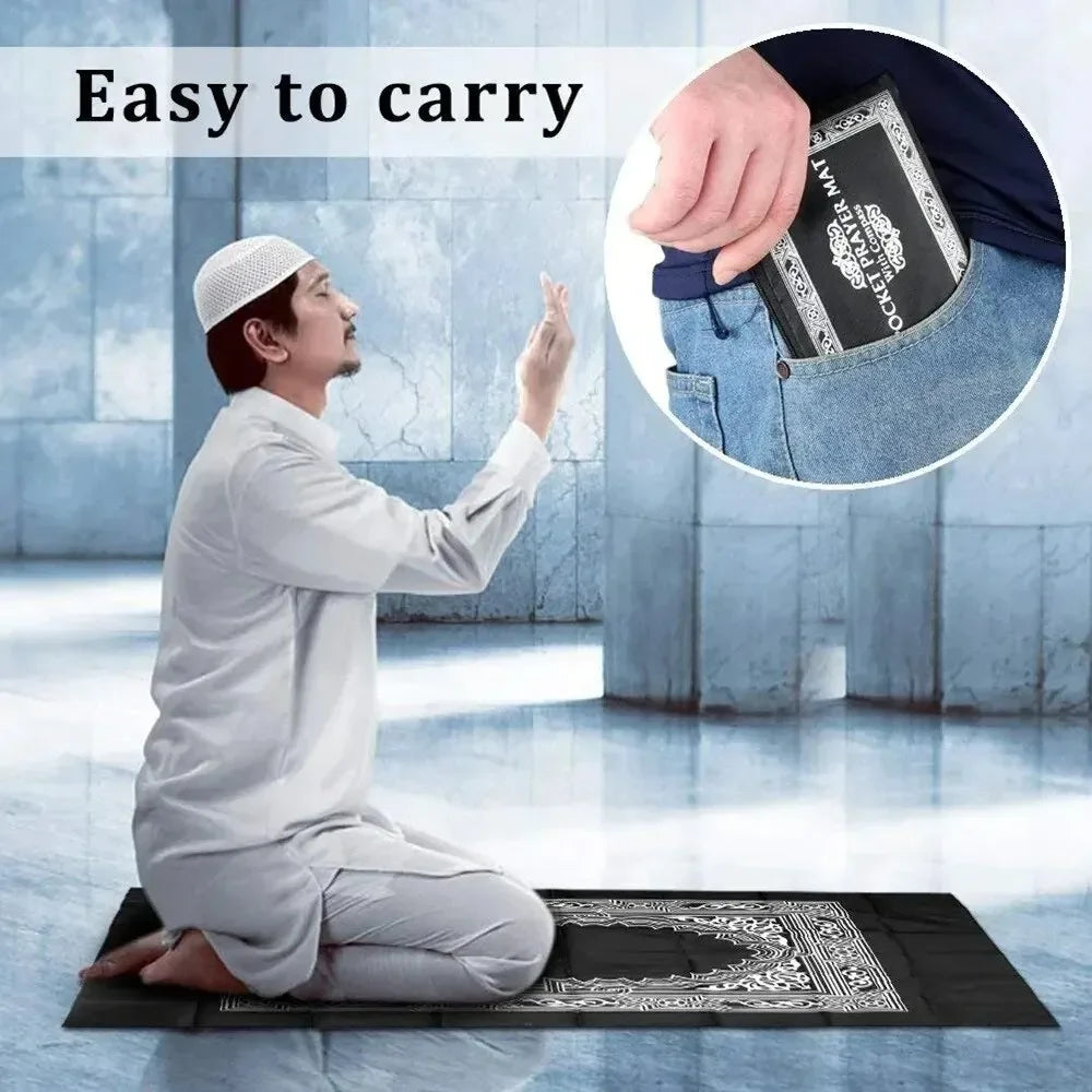 Muslim Prayer Rug Portable Large Braided Mats Simply Print Compass