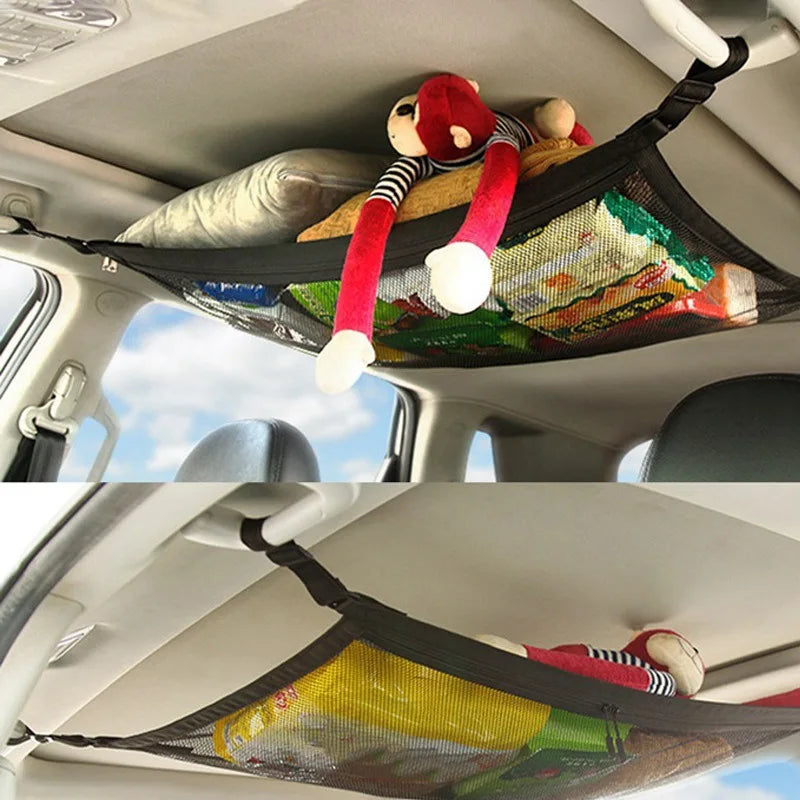 Car Roof Net Storage Bag Adjustable Double-layer Zipper Mesh Ceiling
