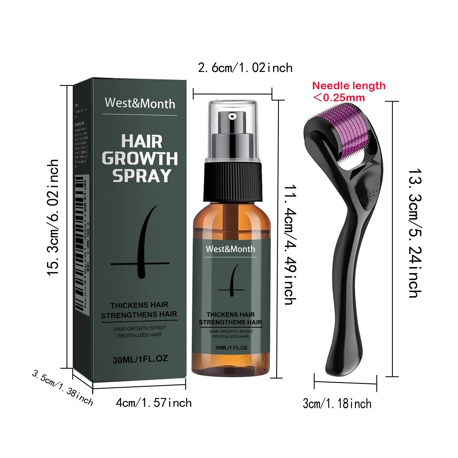 Men's Beard Growth Spray Kit with 0.25mm Micro Roller – WEST MONTH Beard Growth Kit Zpaxo