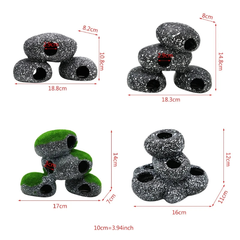 Aquarium Decoration Stone Shelter Rock Caves for Shrimp Cichlid Hiding Breeding Spawning Hideout Decor for Territorial Fish Zpaxo