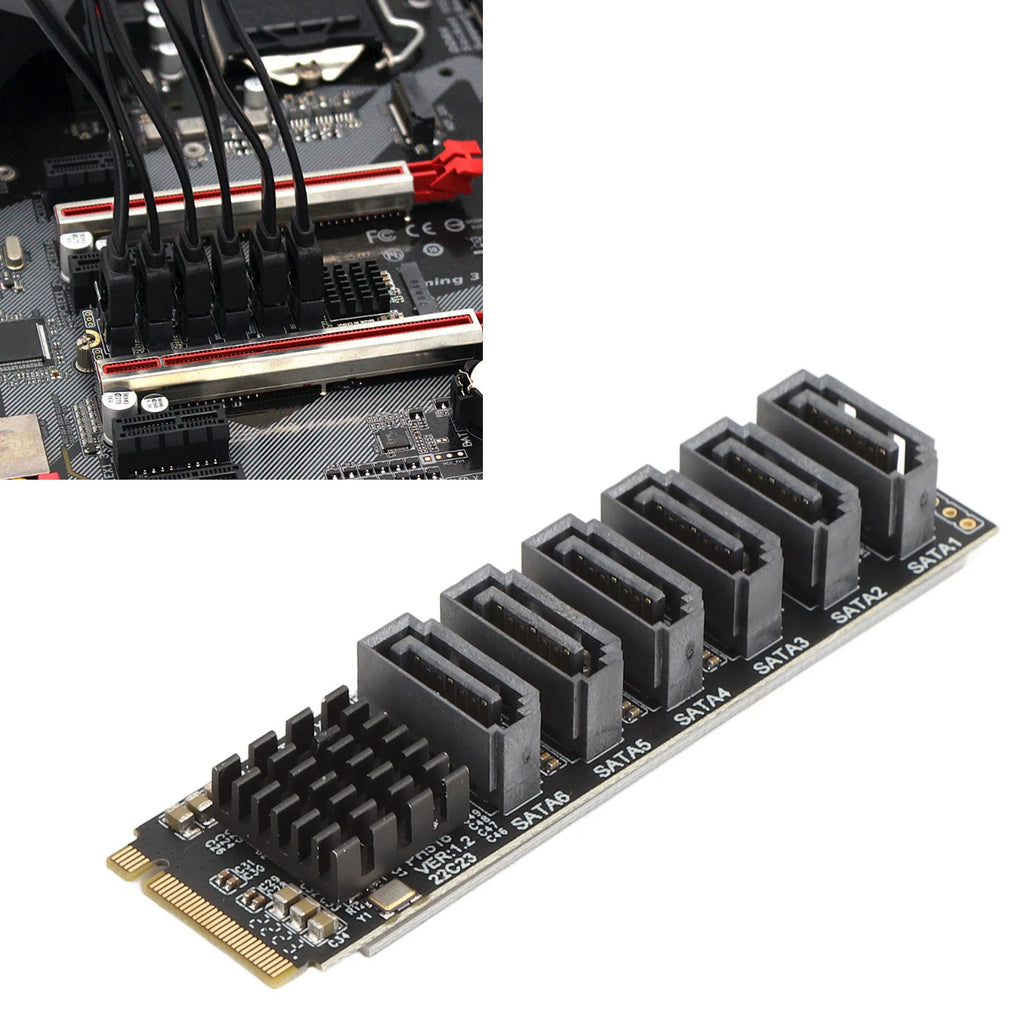 M 2 SATA3 0 Adapter Card 6Gbps Speed ASM1166 PCIE SATA Expansion