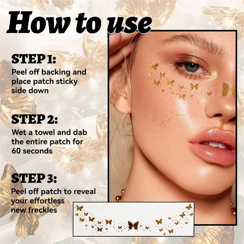 6pcs Hot Stamping Freckles Makeup Patches Waterproof Freckles Stickers Tattoo Glitter Bright Face Art Tattoo Sticker Gold Spot Zpaxo