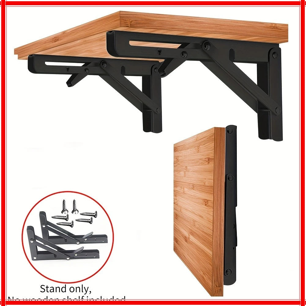 2pcs Sturdy Steel Folding Shelf Brackets Wall-Mounted Design for Workbench Table, Table Shelves Angle Bracket Home Hardware Zpaxo