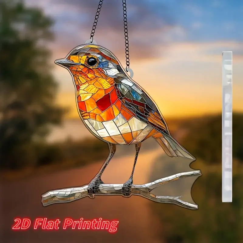 2D Flat Acrylic Robin Sun Catcher (8"x8") - Wall Decor for Kitchen, Farmhouse, Garden - Perfect Gift for Bird & Animal Lovers Zpaxo