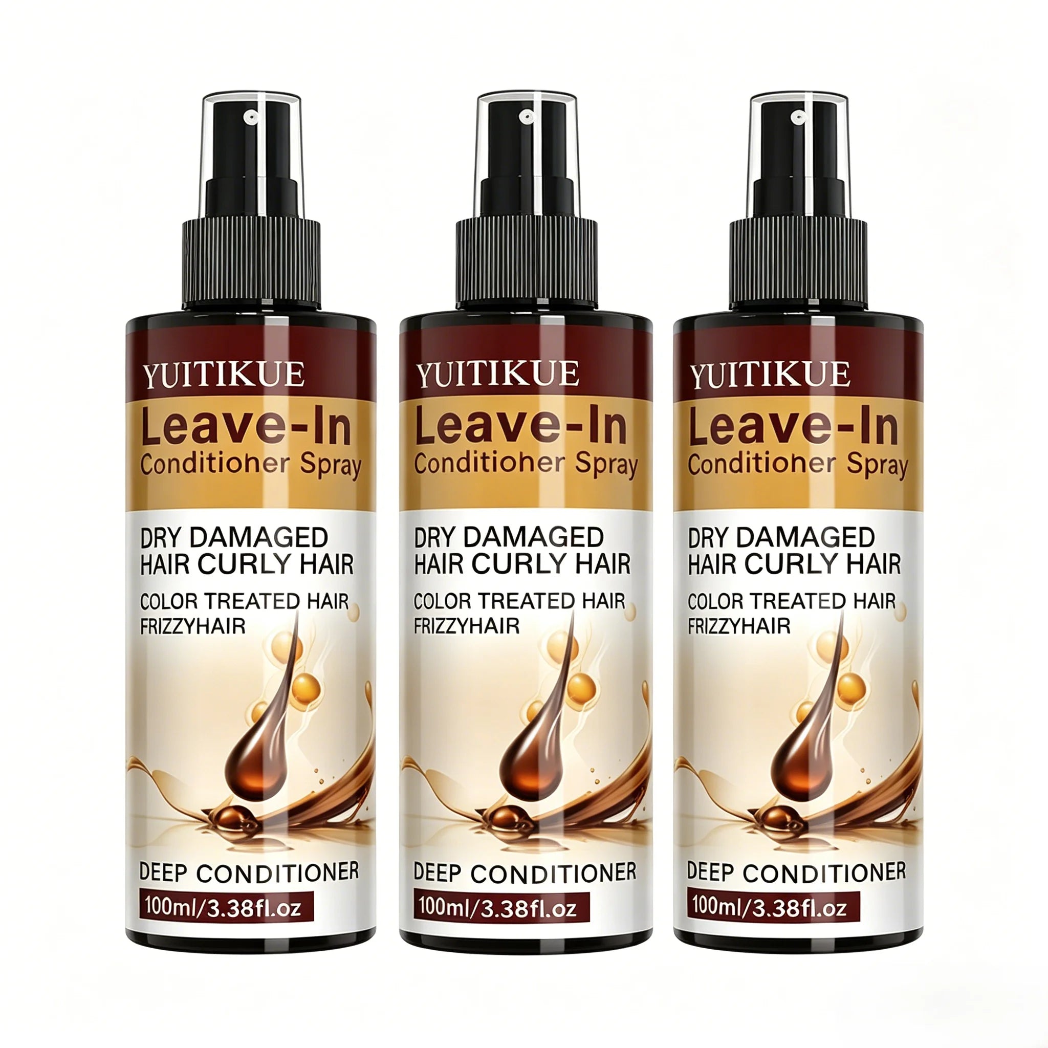 YUITIKUE Leave-In Conditioner Spray – Anti-Frizz & Hydrating Leave-In Conditioner Spray Zpaxo 3pc