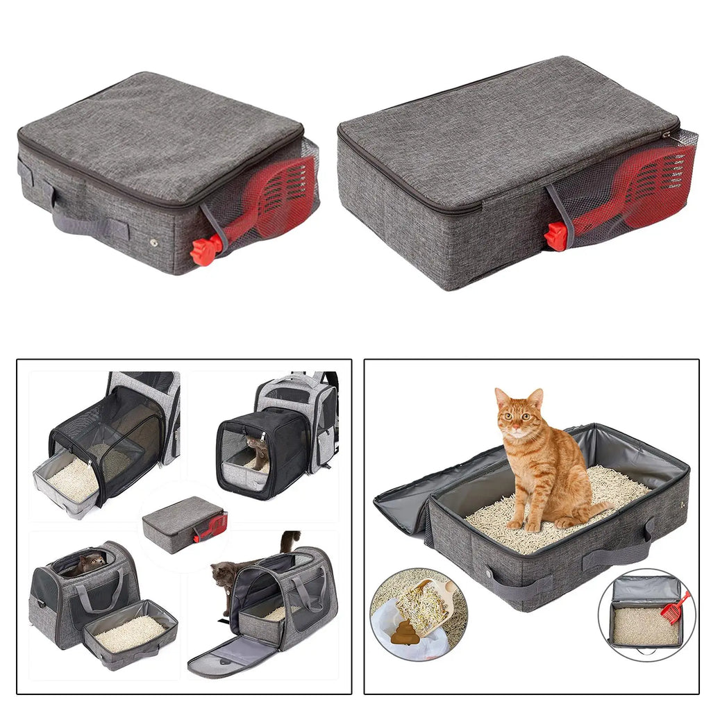 Foldable Cat Litter Box for Travel Cat Litter Box Waterproof with Zipper Lid Zpaxo 35cmx45cm
