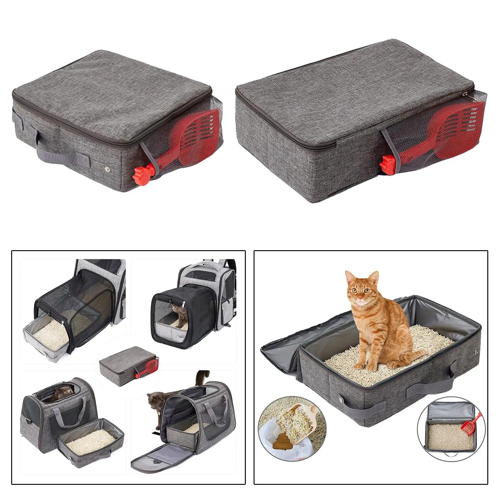 Foldable Cat Litter Box for Travel Cat Litter Box Waterproof with Zipper Lid Zpaxo 35cmx45cm