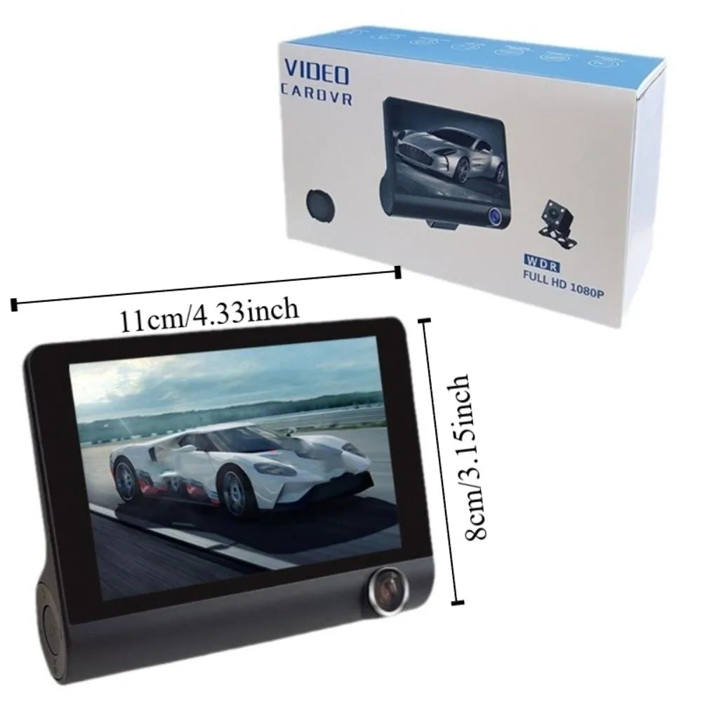 Three Lenses Car Driving Tachograph Front Rear Inside Night Vision HD Zpaxo