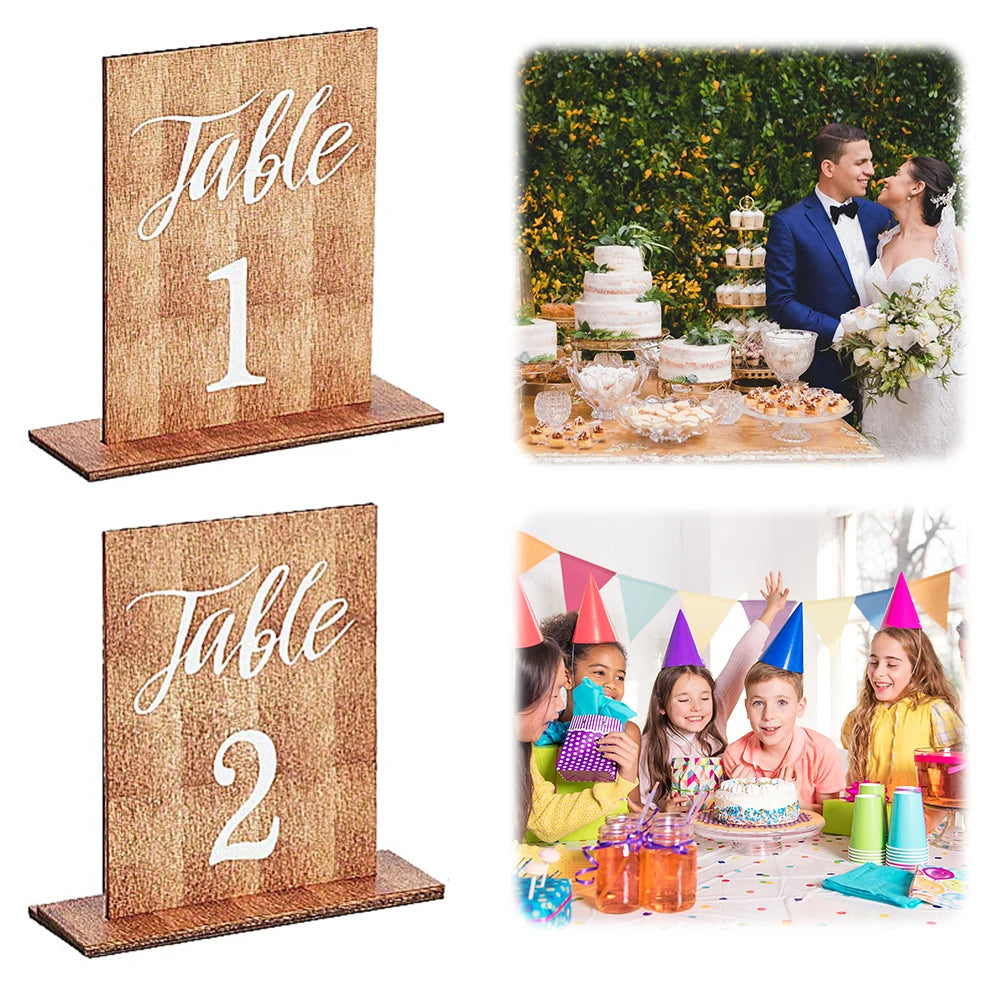Wedding Centerpieces Wooden Base Tables Markers Bridal Banquet Table