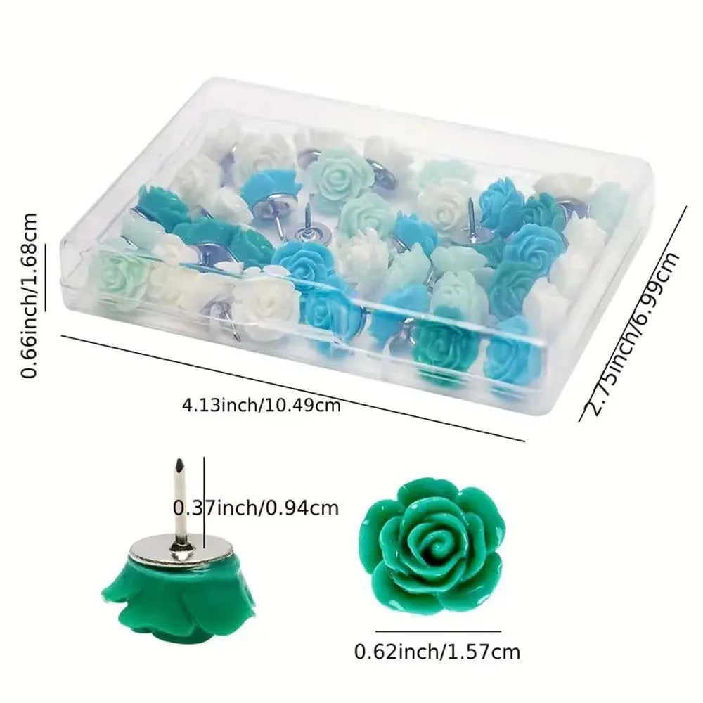 20-Pack Rose Flower Resin Push Pins – Cute Decorative Thumbtacks Decorative Push Pins Zpaxo color 2