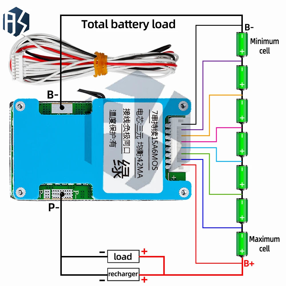 BMS 7S 24V 15A 20A 25A Li-ion Lmo Ternary Lithium 18650 Battery Zpaxo