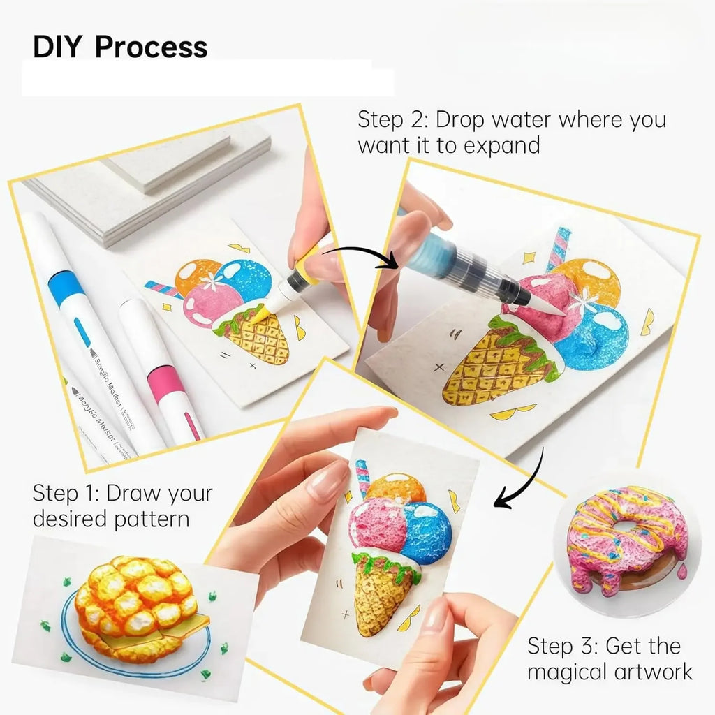 Magic Puffy Paint 3D Drawing Magic Canvas Sponge Foam Texture Blank Painting Paper Magic Puffy Pens Zpaxo