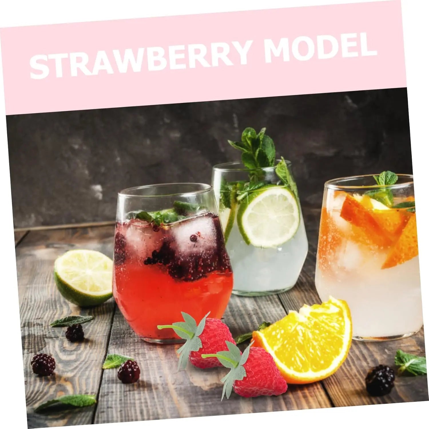 Matte Artificial Strawberries – Fake Fruit Décor & Photo Props