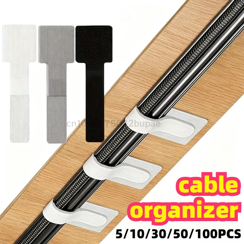Reusable Cable Ties Fastening Wire Organizer Cord Rope Holder Self Adhesive Adjustable Cord Organizer Straps Desk Management Zpaxo