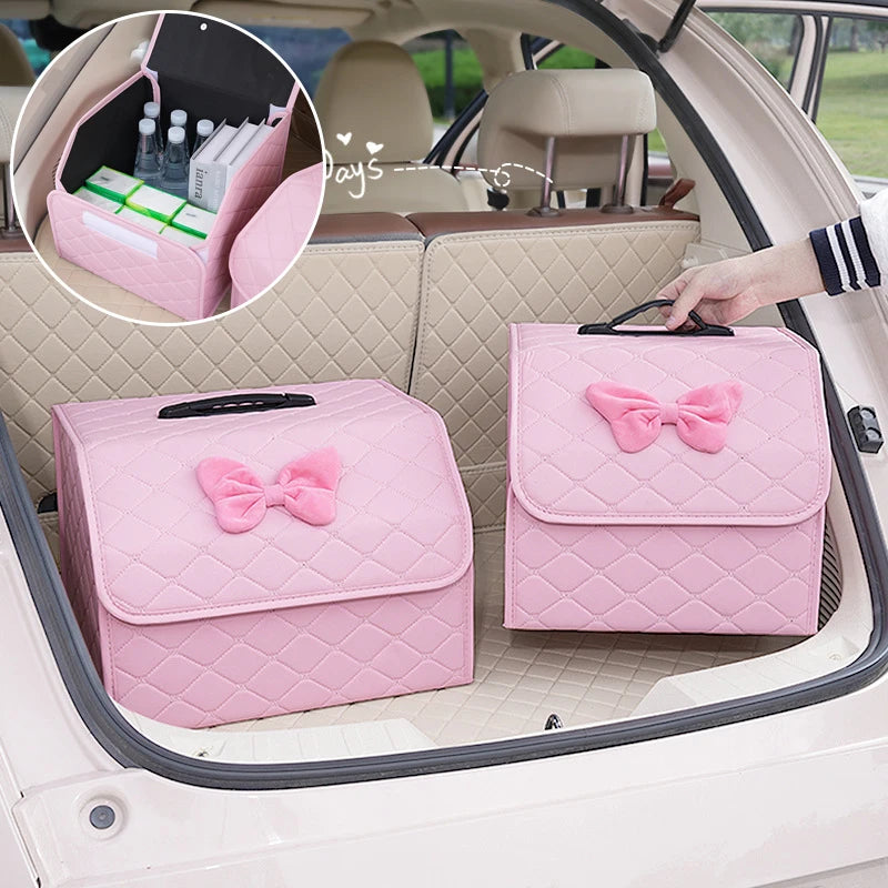 Foldable Car Trunk Organizer Box – Large Pink Storage