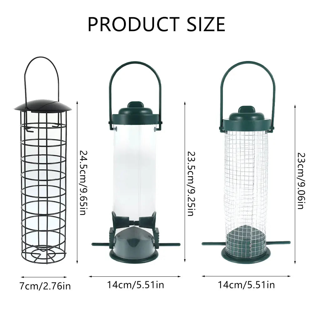 3PCS Wild Bird Feeder House Transparent Hanging Bird FeederGarden Patio Yard Feeding Station Pet Bird Supplies Seed Dispenser Zpaxo