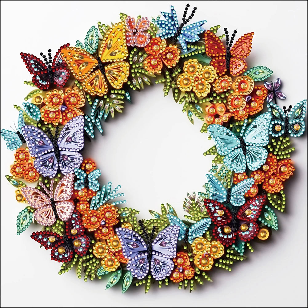 5D DIY Diamond Painting Butterfly Wreath Art Partial Special Shaped