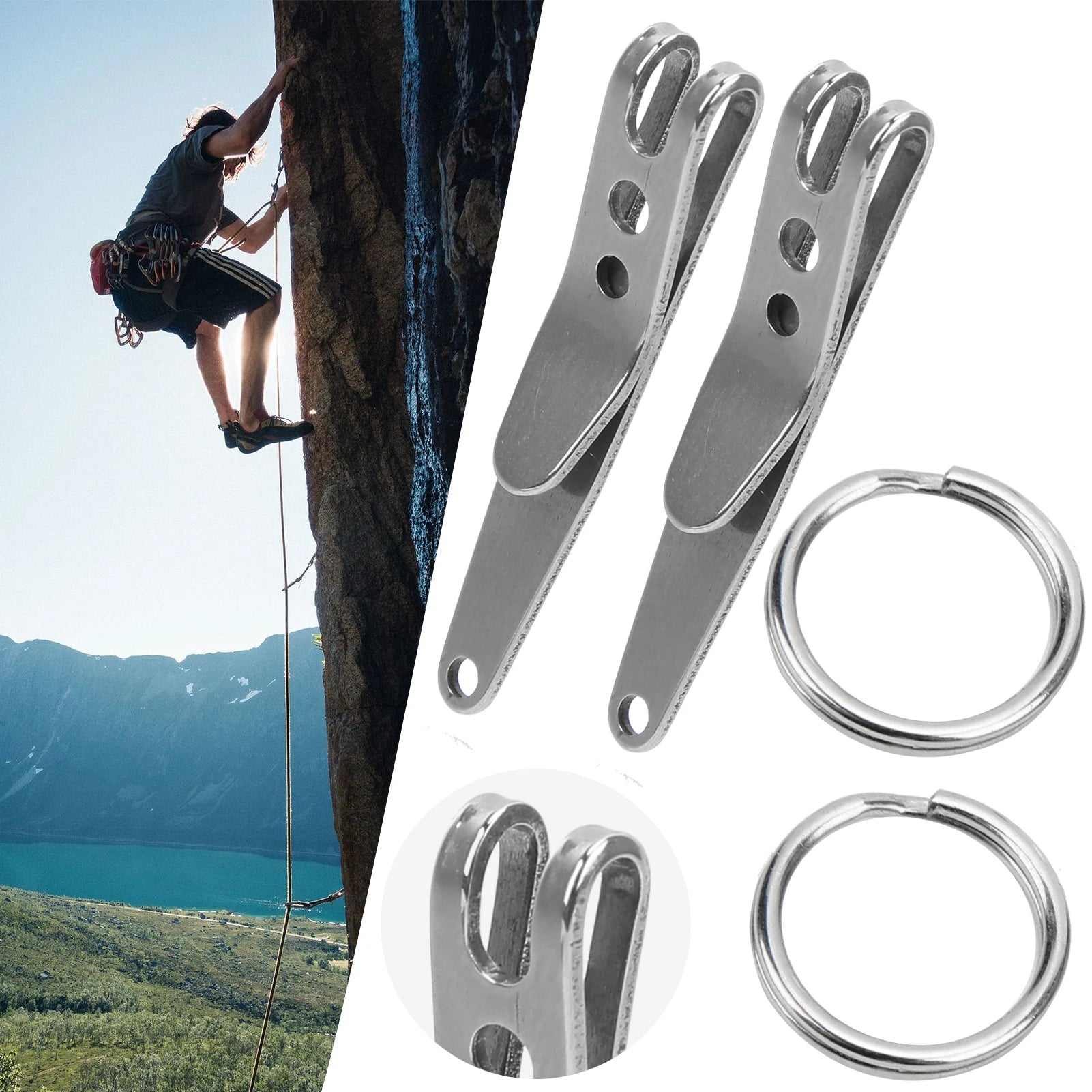 Mini Outdoor Belt Clip Stainless Steel Suspension Pocket Key Holder