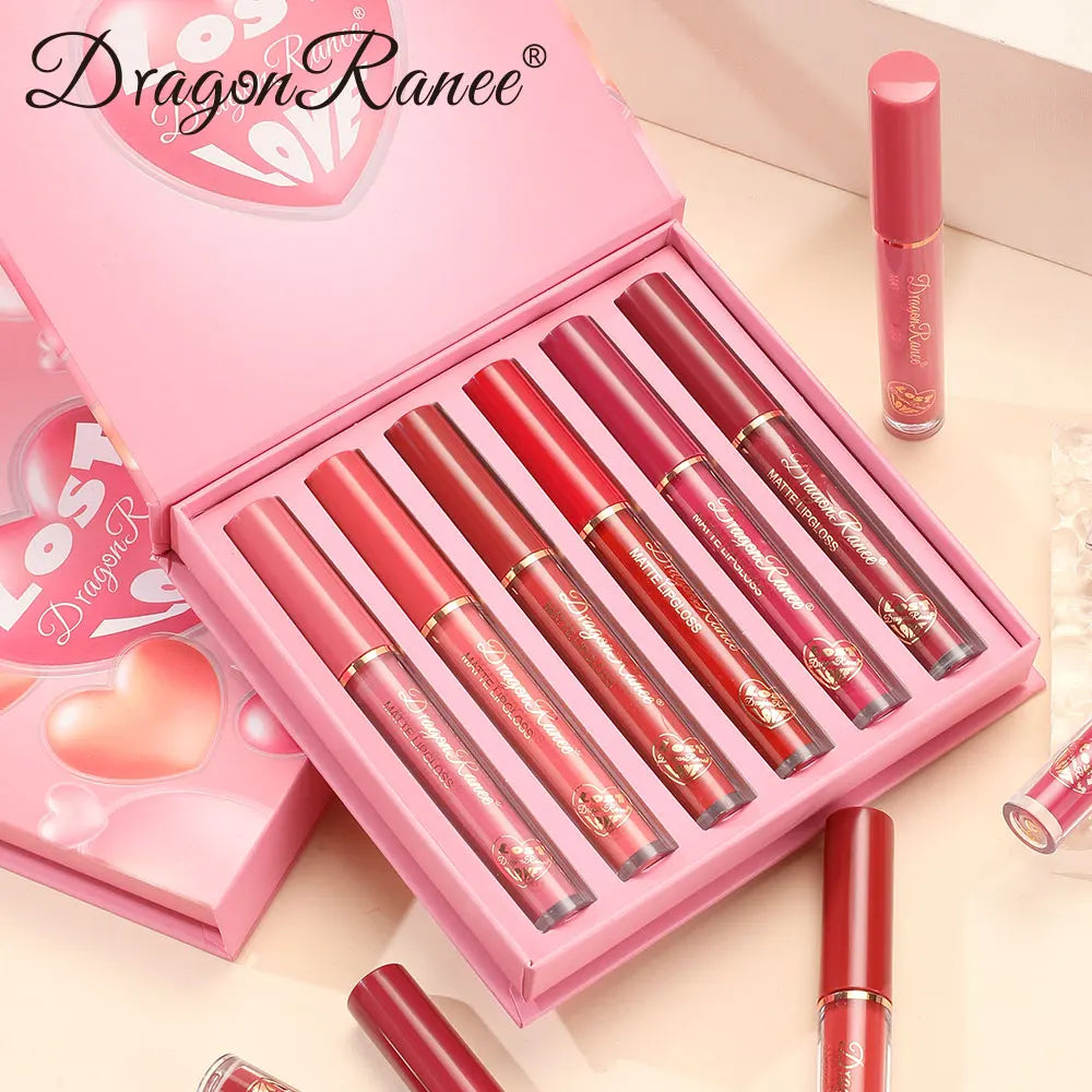 Set of Six Lip Glazes, Matte and Fine Texture, Easy to Apply, Non-Stick, Waterproof and Sweat-Proof, Versatile for Daily Use, Lip Gloss and Lipstick Set Zpaxo