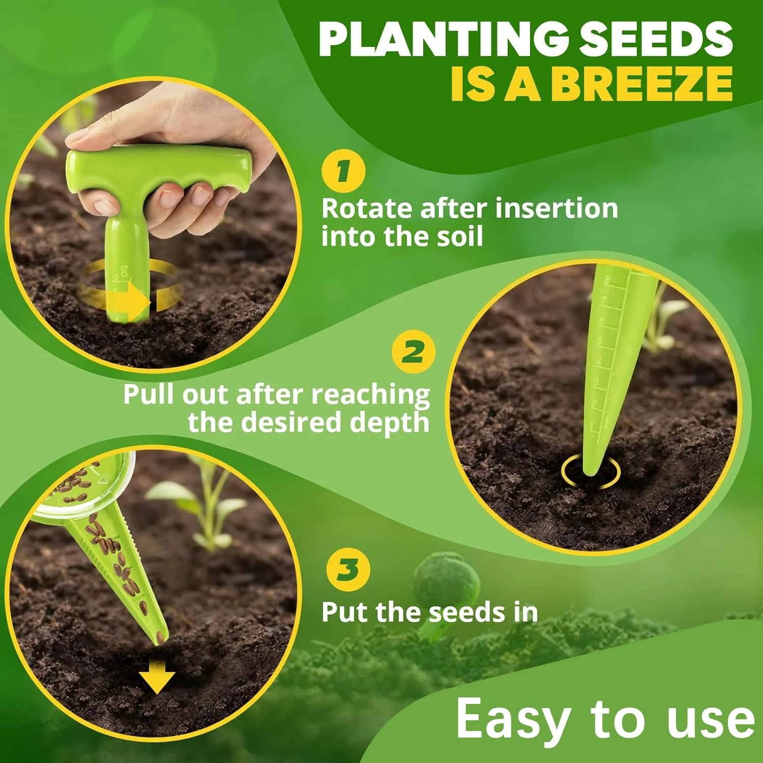 Ergonomic Garden Tool Set – Seed Planter & Dibber Kit