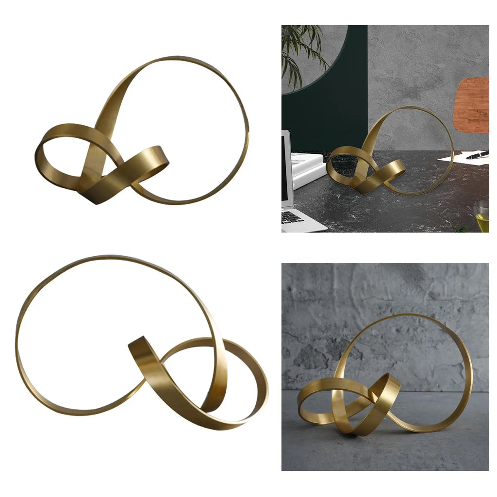 Metal Gold Twist Ornament Figurines Housewarming Gift Portable Art Unqiue for Bedroom Christmas Wedding Bookshelf Home Zpaxo