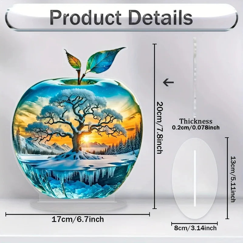 2D Acrylic Apple Landscape Ornament | Tabletop Home Decor