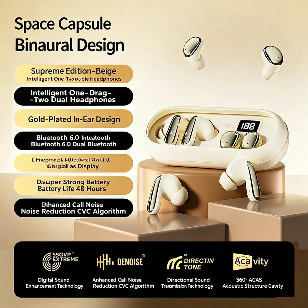 KEBIDUMEI 2 Pairs Earbuds Bluetooth Ear Twin Earphone HIFI Stereo