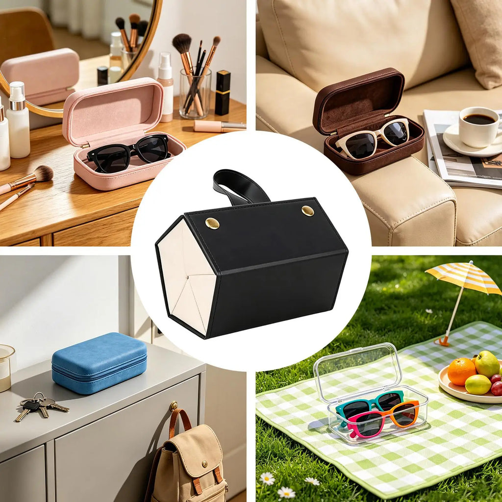 Sunglass Travel Case 5 Slots Portable Foldable Box Hangable