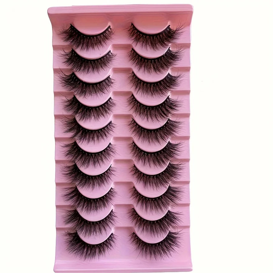 NEW 10 Pairs Cat Eye Lashes Fluffy Faux Mink Lashes 5D Wispy Lashes Pack Dramatic Long Thick Volume Eyelashes False Eyelas Zpaxo 7707