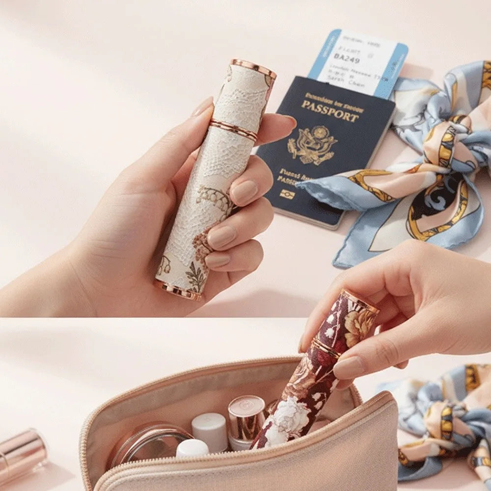 Mini Perfume Bottle Refillable Portable Spray Rotating Empty Storage Zpaxo