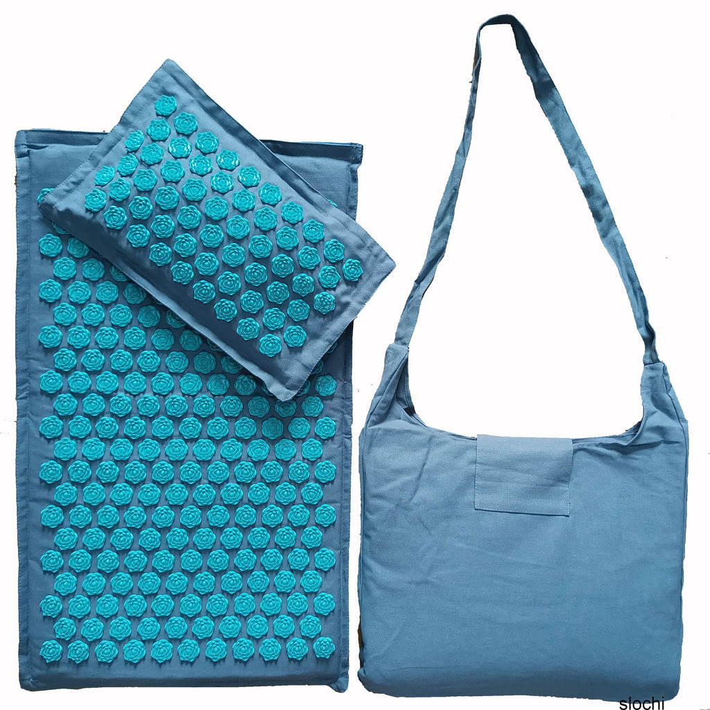 74*44cm Nature Linen Coconut Palm Massage Yoga Mat Sport Pillow Mat with Bag Lotus Spike Acupressure Mat Cushion Accupresure Mat Zpaxo