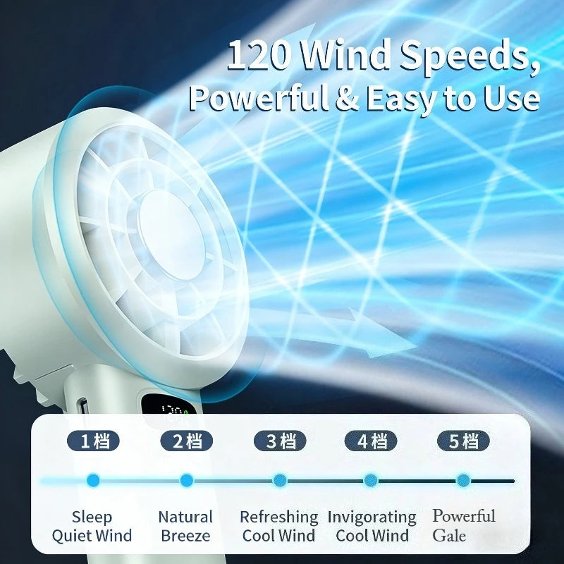 Portable Handheld Fan USB Rechargeable Mini Fan High Speed Cooling Fan with LED Digital Display for Travel Camping Outdoor Zpaxo