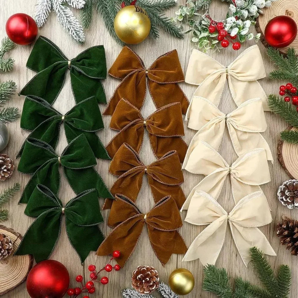 4-Pack Velvet Christmas Tree Bows – DIY Wreath Ribbon Decor Christmas Tree Bows Zpaxo
