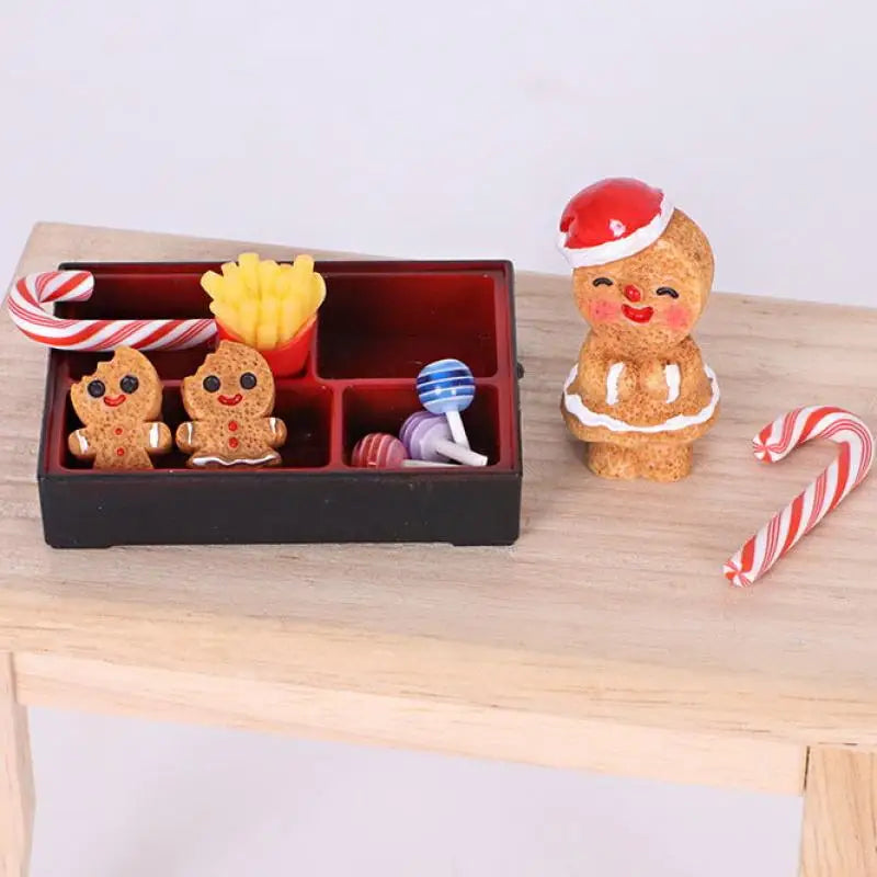 ▶8/10PCS Dollhouse Miniature Food Toy Candy Stick Biscuit Man Model Christmas Scene Box Ornaments DIY Decoration Zpaxo