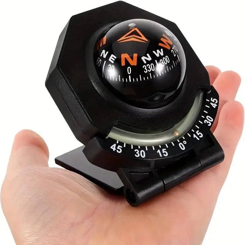 2-in-1 Car Dashboard Compass & Slope Meter | Foldable Ball Compass