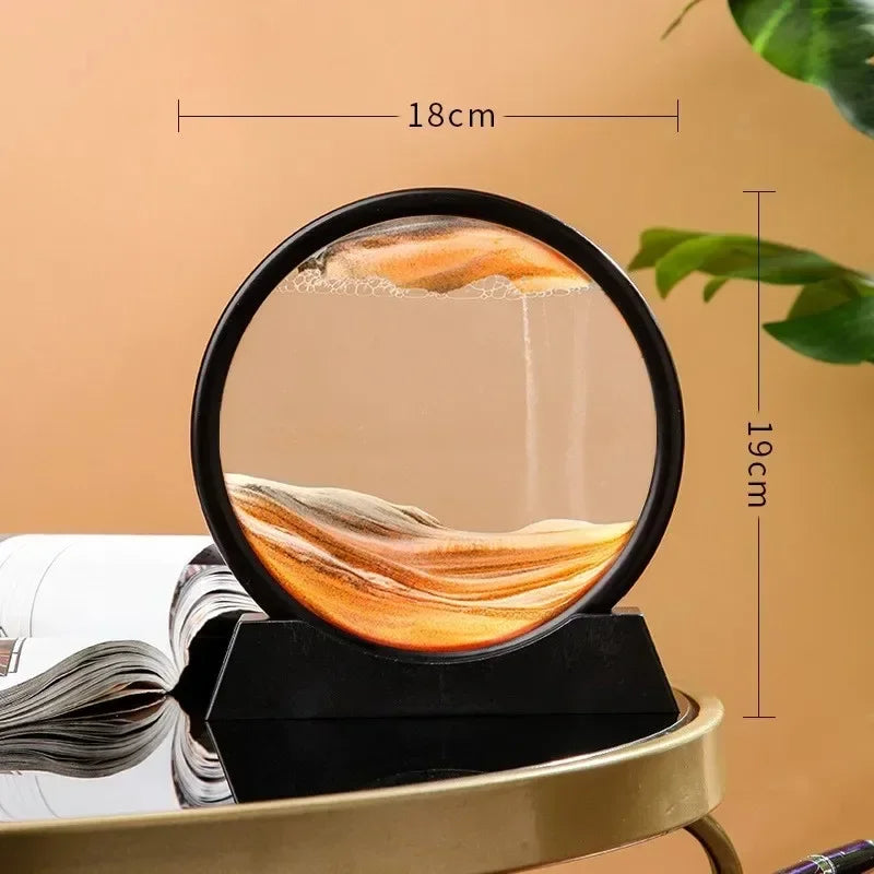 3D Hourglass Quicksand Round Glass Deep Sea Sandscape Moving Sand Art