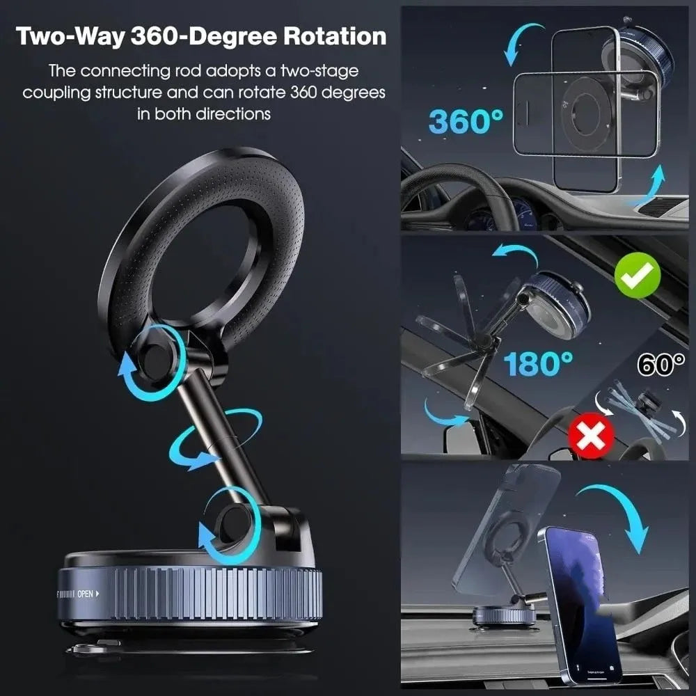 Foldable Design Magnetic Phone Mount Strong Magnetic Adsorption 360° Rotatable Vacuum Suction Mount Adjustable Design Zpaxo