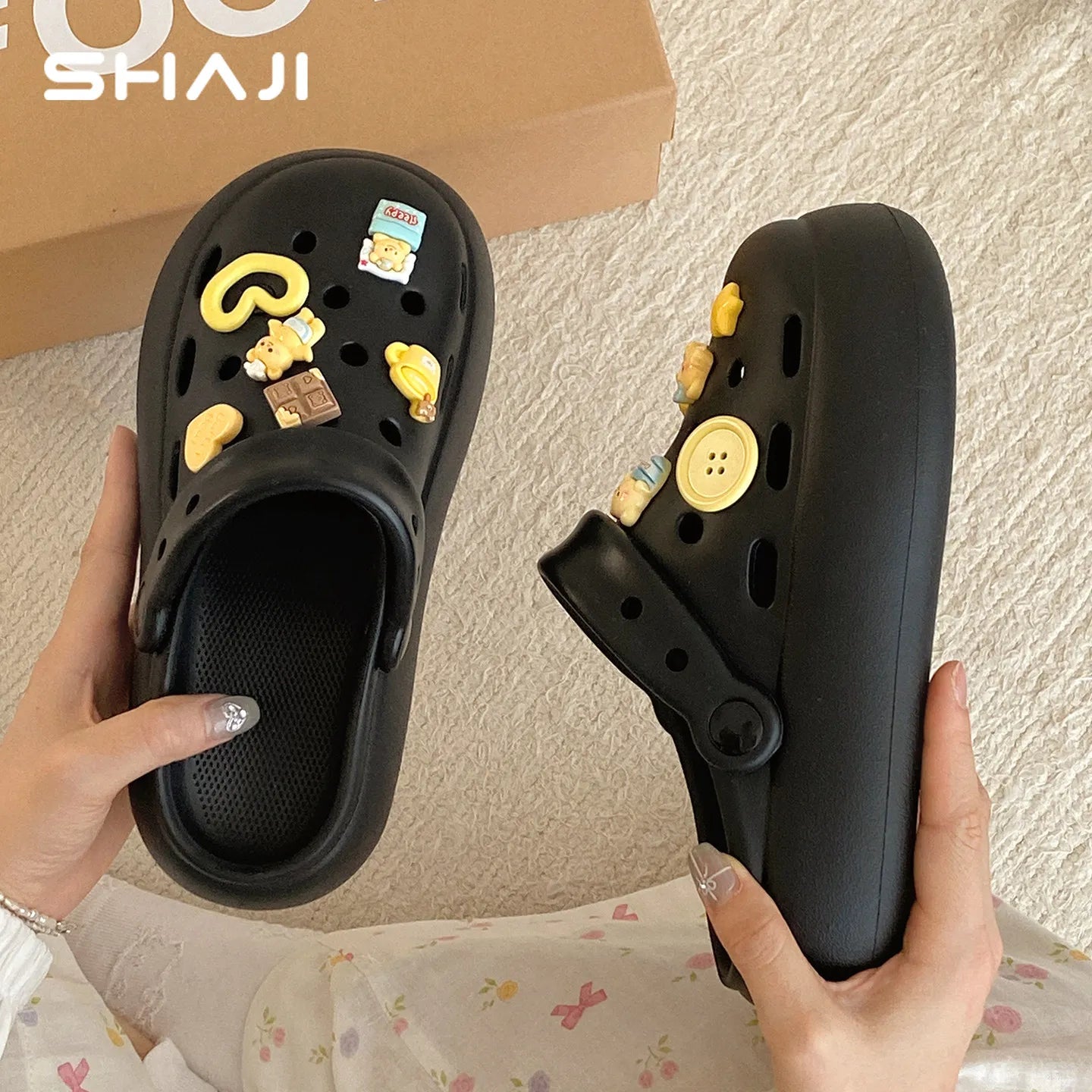 Women 2026 Cute Thick Platform Clogs SHAJI Summer Non Slip Soft
