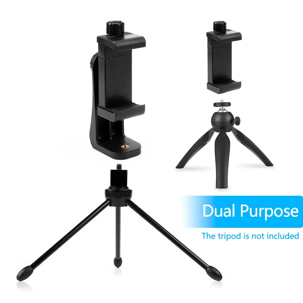 Tripod Mount Universal 360 Degree Mobile Phone Clip for 1/4" Screw Holes Cellphone Holder Desk Tripod Adapter For iPhone/Samsung Zpaxo