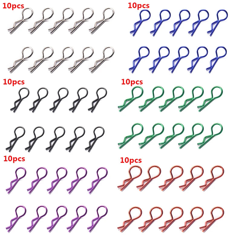 10pcs Stainless Steel Body Clips R Pin Shell for Redcat HSP 1/10 RC Car Parts Zpaxo