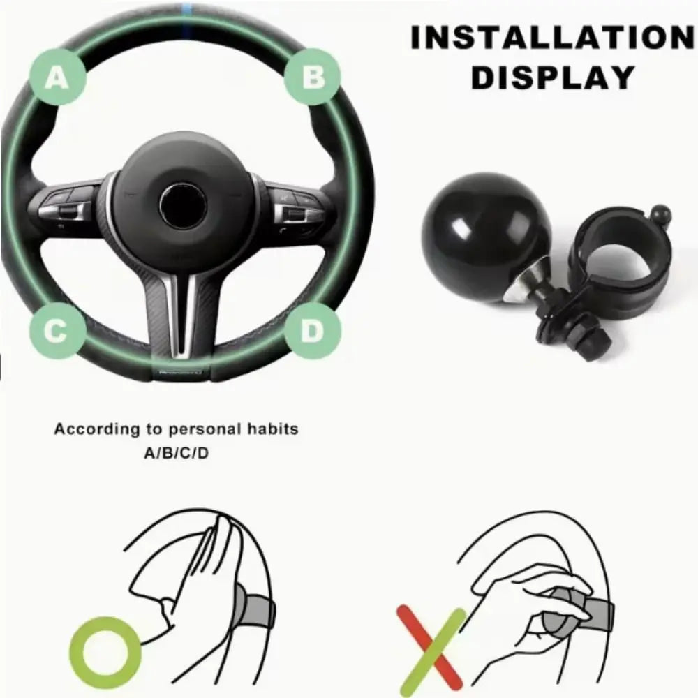 Black Billiard Ball Steering Wheel Spinner Turning Handle Driving Aid Zpaxo