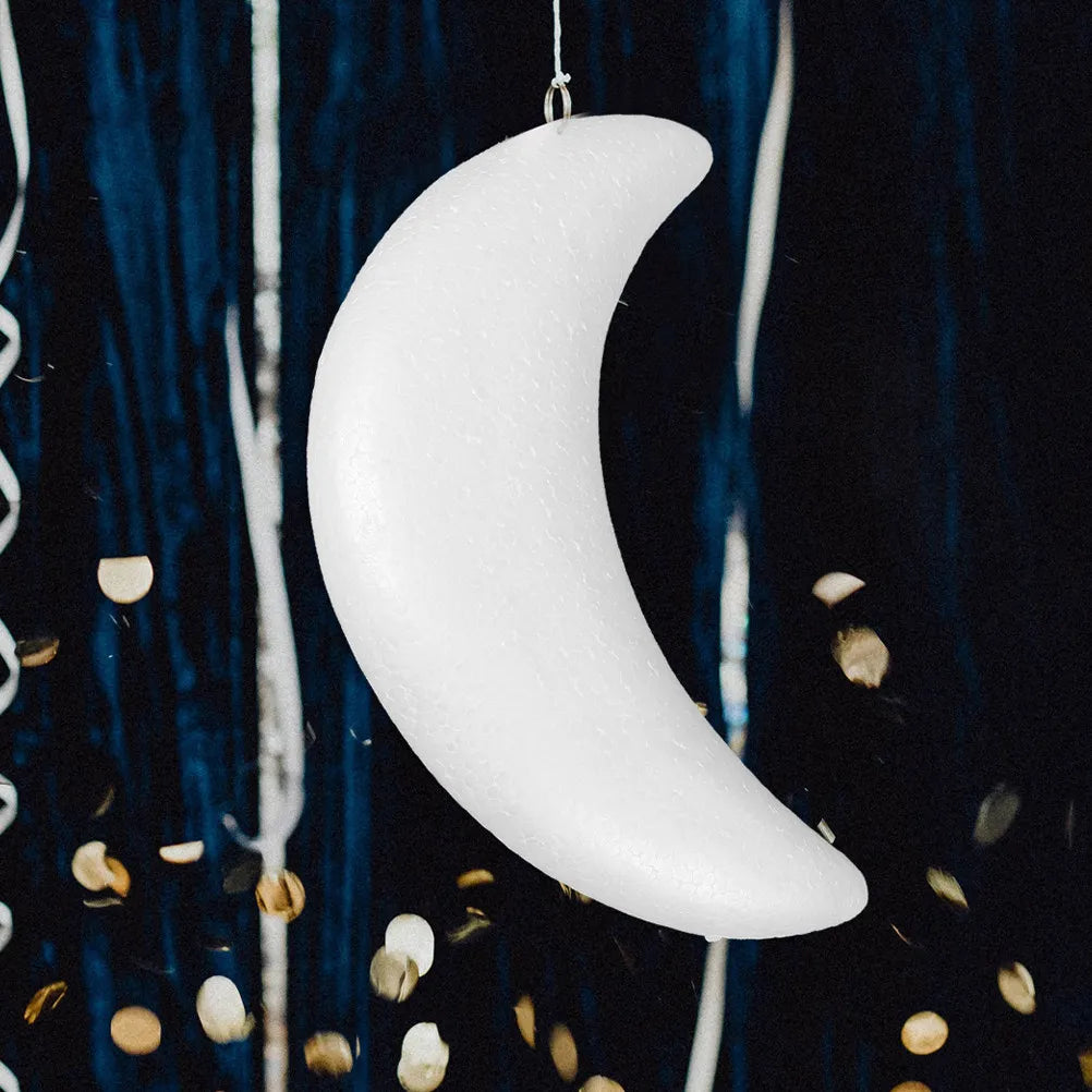White Polystyrene Moon Shapes Smooth Surface DIY Craft Decorations
