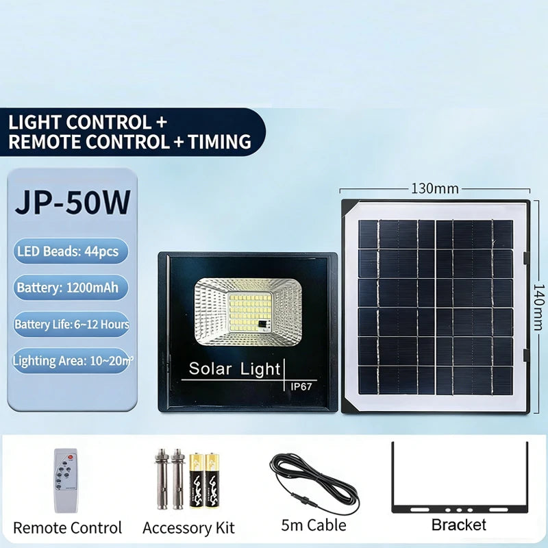 50W Brightness Solar Street Light Outdoor Flood Remote Reflector Zpaxo 44LED