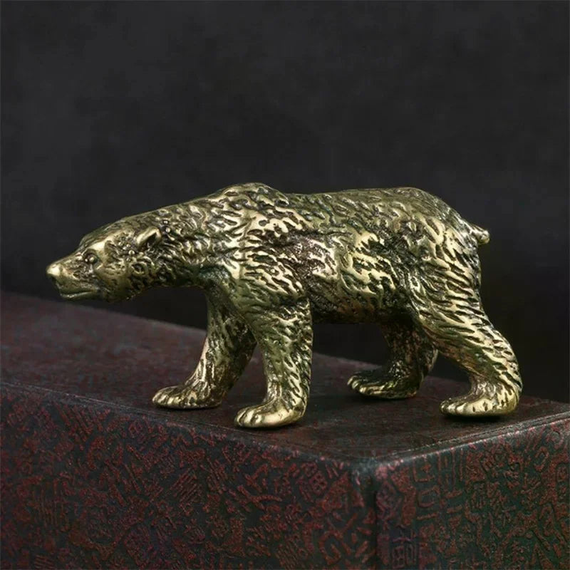 Animal Figurines Miniatures Children Toy Gifts Brass Cute Small Bear Statue Office Desk Ornaments Decorations Crafts Collections Zpaxo