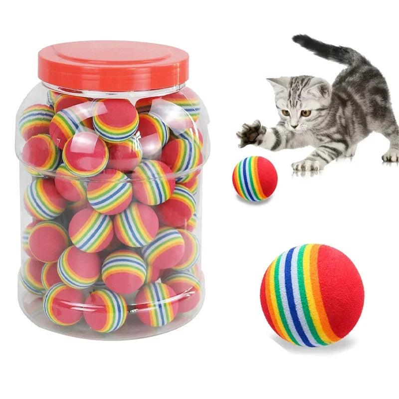 Rainbow Cat Toys Ball Interactive Dog Play Chewing Rattle Scratch