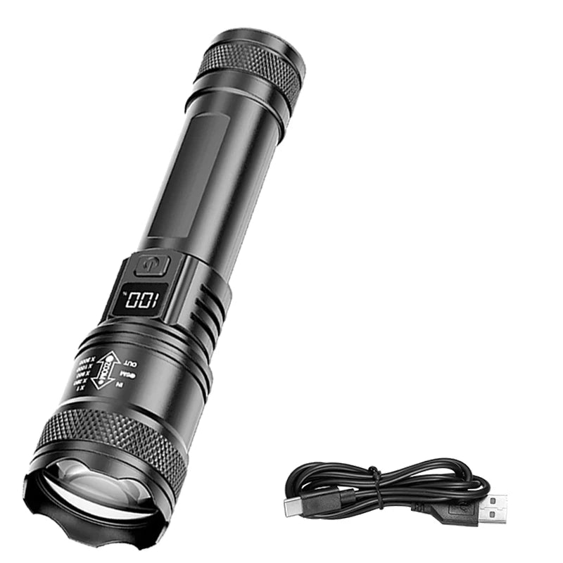 2000LM Tactical LED Flashlight – Zoom, USB-C Rechargeable, IP67 Tactical LED Flashlight Zpaxo 1PC Built in battery ZOOM