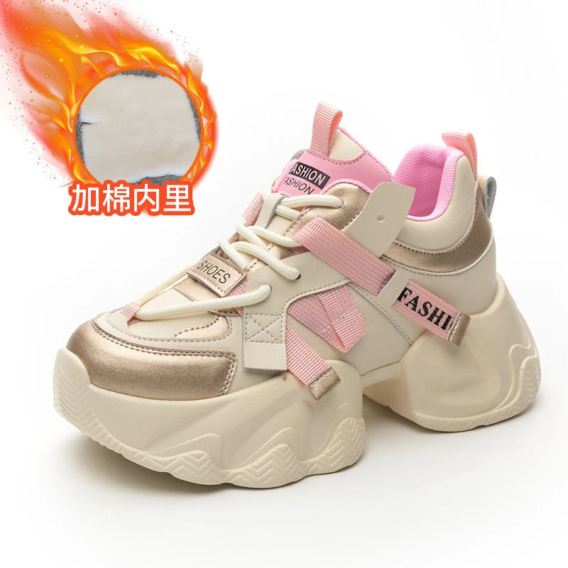 Womens Platform Chunky Sneakers Multiple Colors Hidden Heel Lift Lace Zpaxo Pink Velvet 40 China Mainland