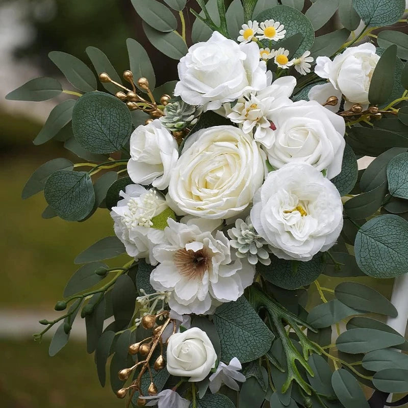 White Faux Arch Flower 2 Wedding Welcome Signs Floral Swag Reception
