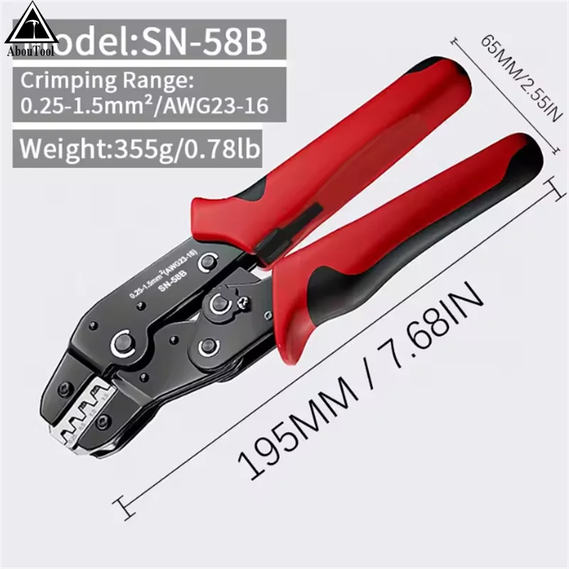 Professional Labor-Saving SN-58B Crimping Pliers Compatible with 6.3/4.8/2.8mm Spade Terminals for Precise Crimping for Dupont Zpaxo